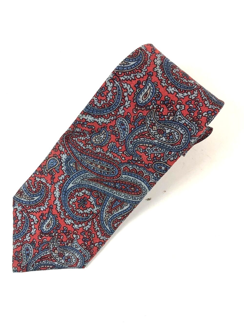 Vintage Bert Pulitzer ALL SILK Tie Red Blue Paisley Pattern Made in USA Necktie